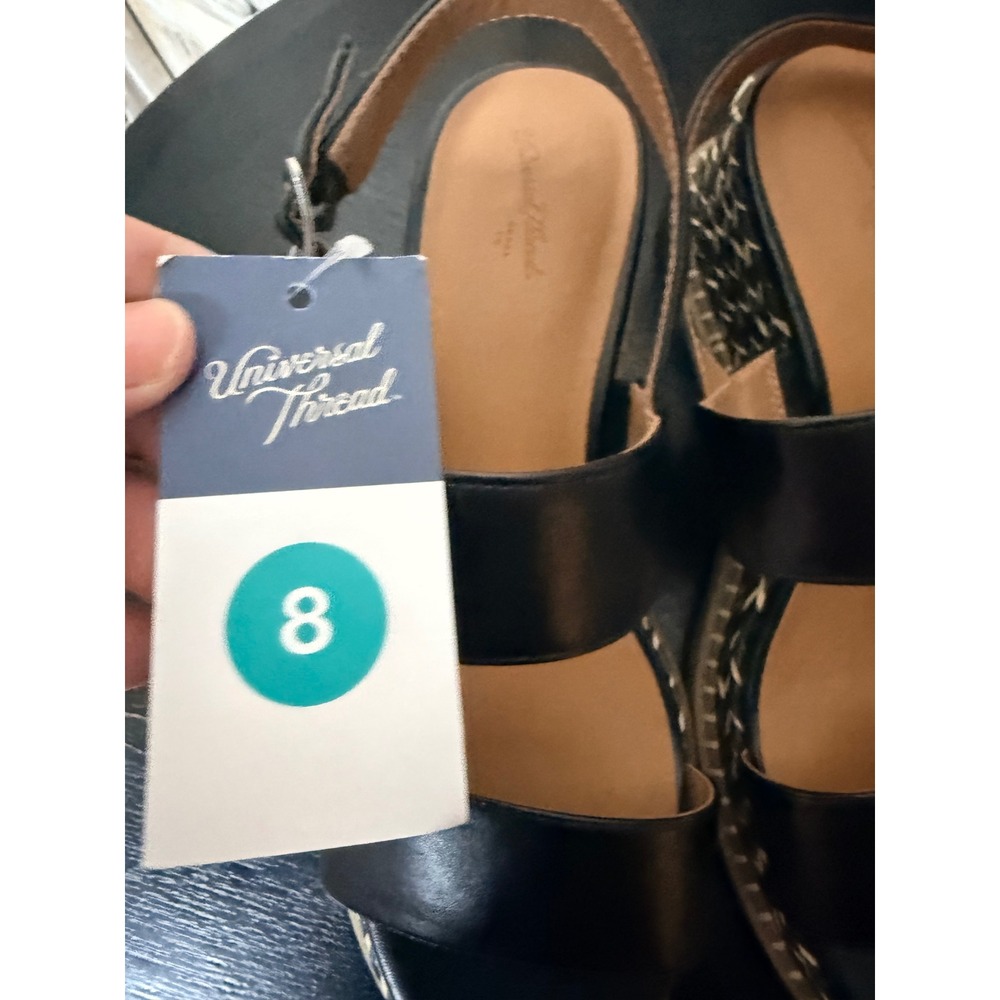 Universal Thread Black Woven Platform Wedge Sandals Womens 8 New - Picture 4 of 9